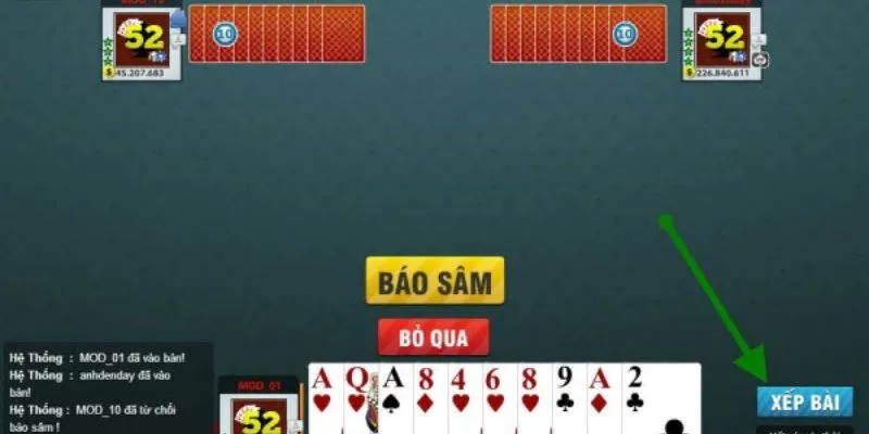 Cách sắp xếp bài tối ưu khi chơi bài sâm 